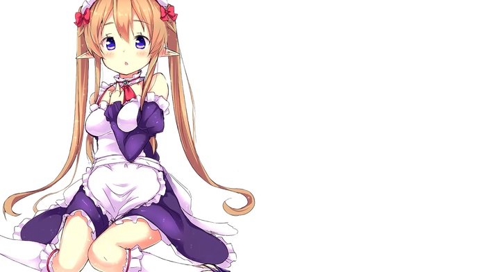 pointed ears, anime girls, maid outfit, anime, Miusel, twintails, Outbreak Company