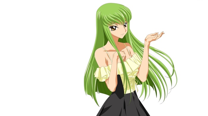 green hair, C.C., long hair, Code Geass, anime, anime girls