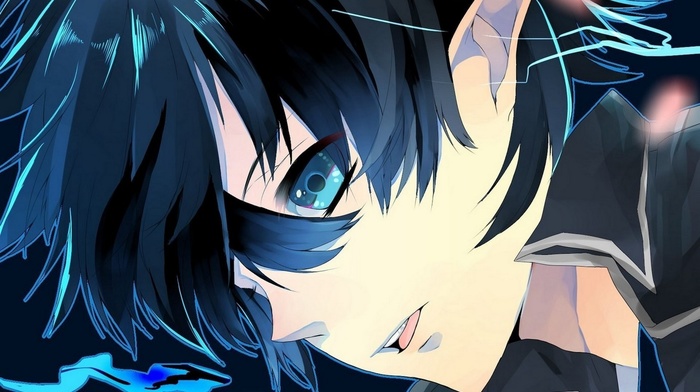 blue eyes, Okumura Rin, anime, Blue Exorcist, anime boys
