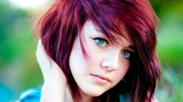 girl, dyed hair, looking at viewer