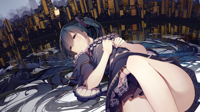 Hatsune Miku, city, anime girls, anime, Vocaloid