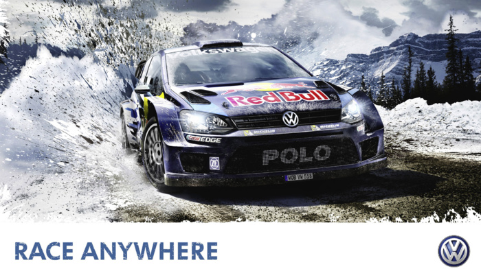 iOS, VW Polo WRC, snow, mud, vehicle, red bull, Volkswagen Polo, car, video games, rally cars, wrc