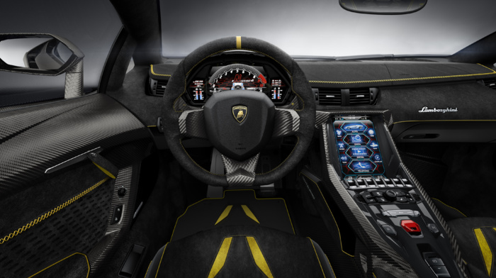 steering wheel, vehicle, Super Car, Lamborghini Centenario LP770, 4, car, dashboards, car interior, luxury