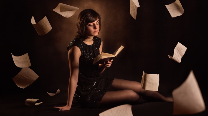 reading, books, girl, model