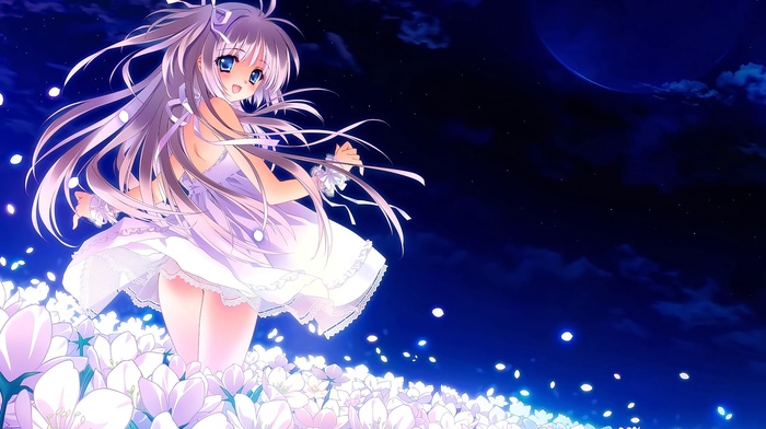 original characters, anime girls, flowers, anime, dress