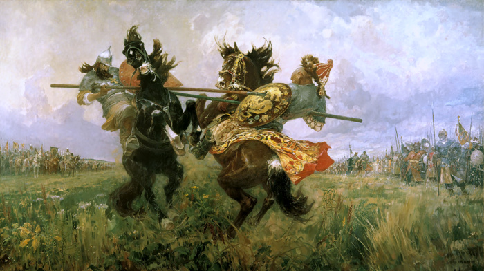 lance, war, russian, combat, Mongols, Mikhail Ivanovich Avilov