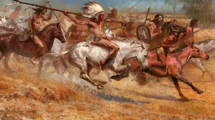 native americans, battle, spear