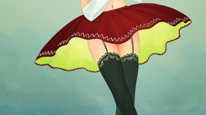 anime, closed eyes, stockings, anime girls, original characters, long hair, thigh, highs