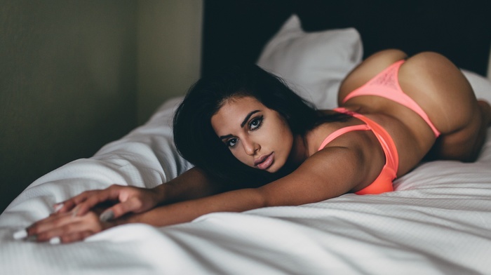 lying on front, ass, in bed, bottom up, girl