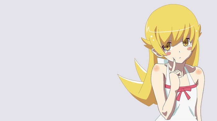 anime, monogatari series, Oshino Shinobu, vector art, long hair, blonde, simple background, anime girls