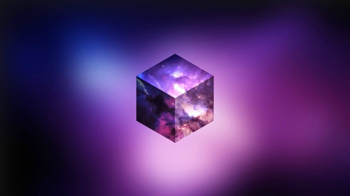 abstract, CGI, cube, purple, space