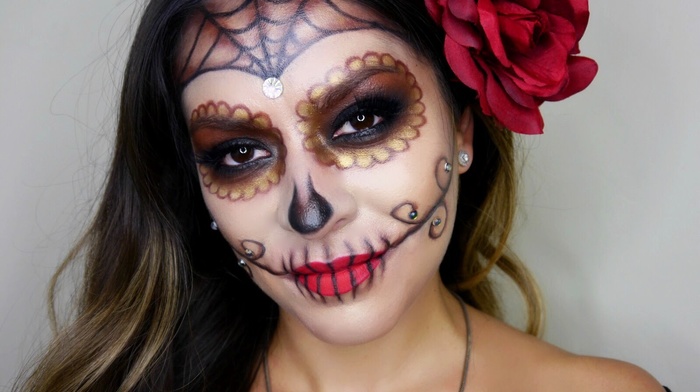 girl, sugar skull, Dia de los Muertos