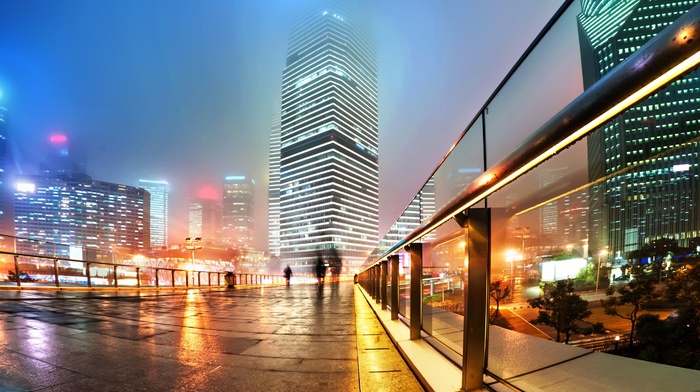 city, mist, long exposure, China, urban, city lights, skyscraper