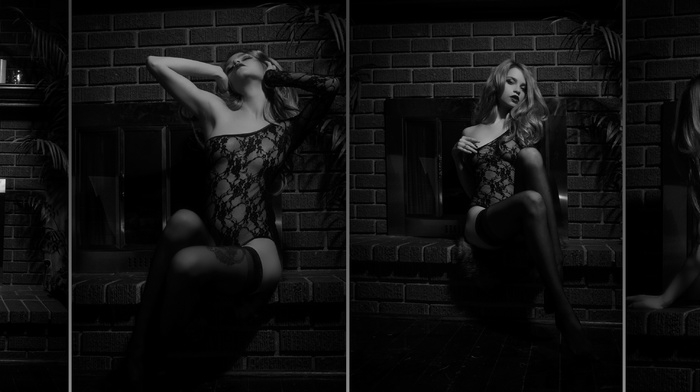 monochrome, model, girl, collage, Katrina Wilkinson