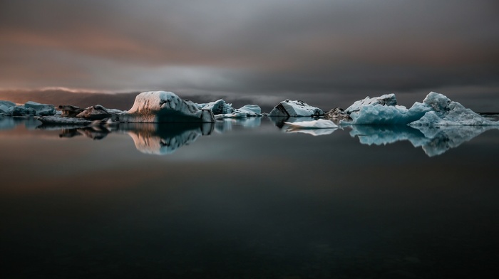 reflection, ice, water, Iceland, landscape