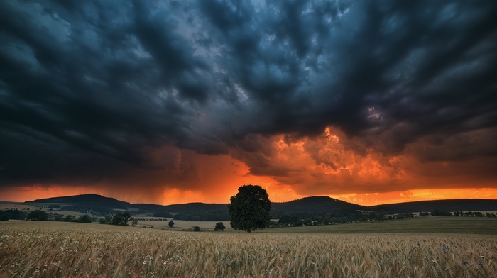 clouds, landscape, nature