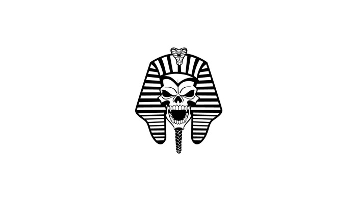 artwork, Pharaoh, monochrome, Egyptian, snake, skull