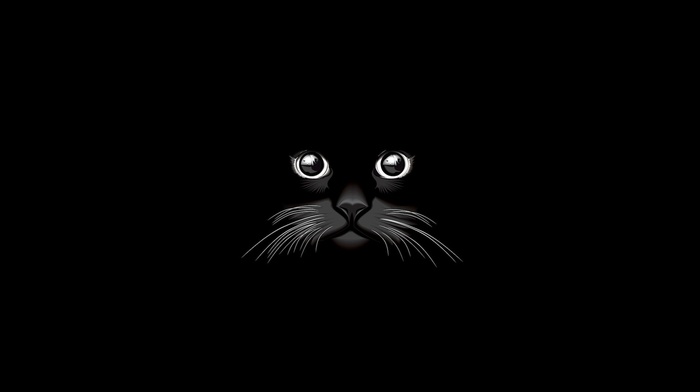 minimalism, black, cat