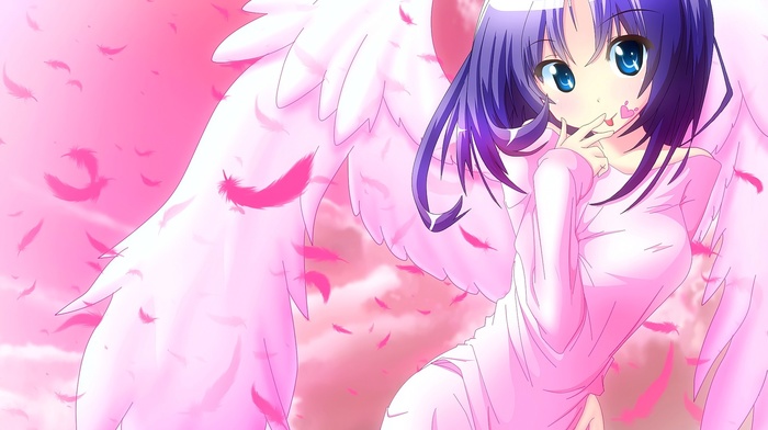 anime, original characters, angel, wings, anime girls