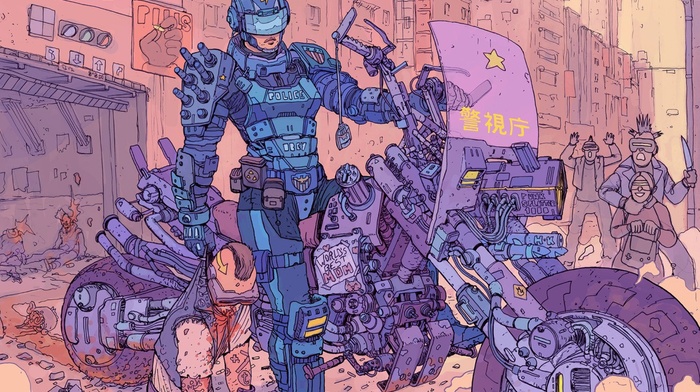 police, artwork, science fiction, Josan Gonzalez