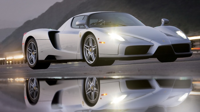 car, reflection, Ferrari Enzo