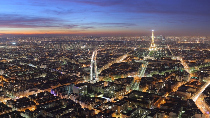 ultrawide, dusk, cityscape, Paris
