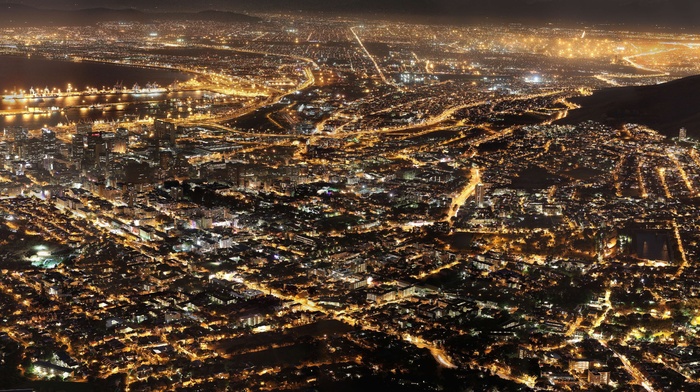 Cape Town, high view, lights, night, South African