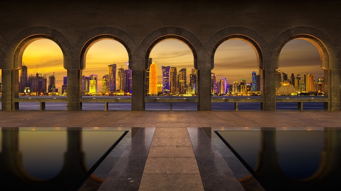 oha, Doha, city, Museum of Islamic Art, Qatar, stone arch
