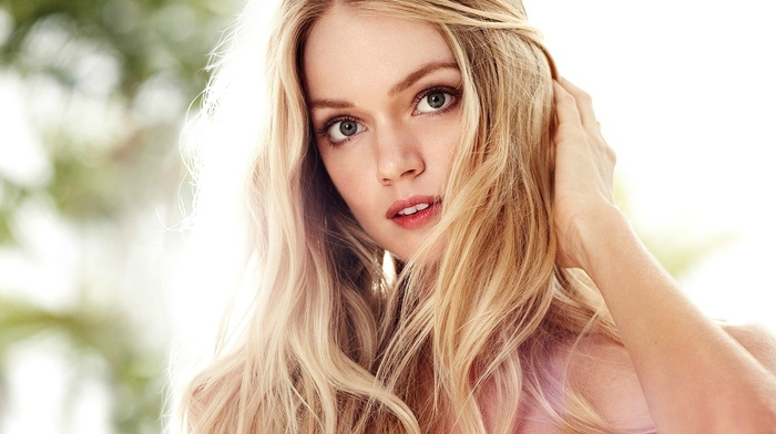 girl, looking at viewer, face, blonde, Lindsay Ellingson