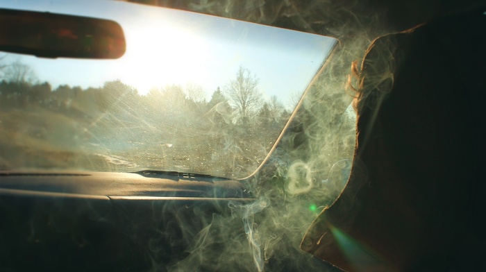 smoking, sunlight, smoke, car, car interior