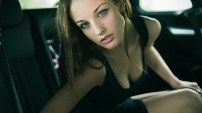 Alla Berger, girl with cars, skirt, girl, portrait, model