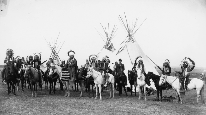 historic, native americans, monochrome