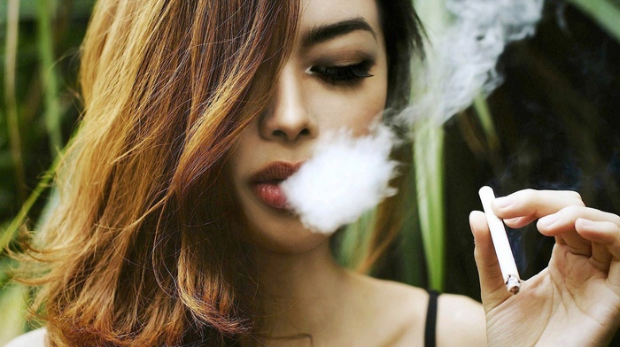 brunette, smoking, smoke, cigarettes, girl