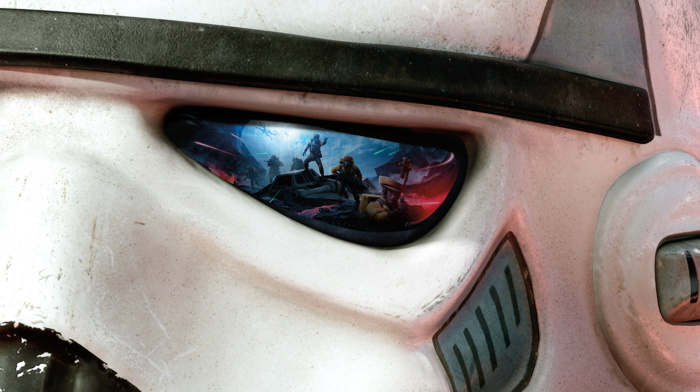 stormtrooper, video games, Star Wars Battlefront, reflection, closeup, battle