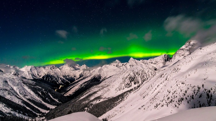 nature, aurorae, British Columbia, mountains