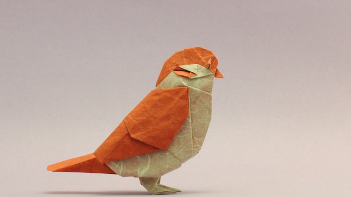 paper, orange, origami, cannary, birds