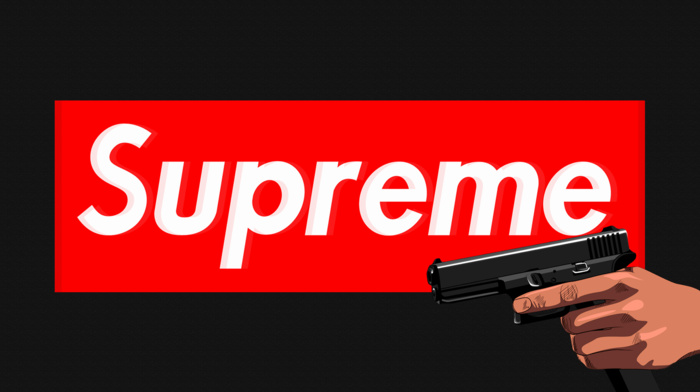 black background, Handgun, red, supreme, Glock