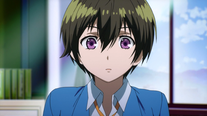 Bokura wa Minna Kawaisou, school uniform, screen shot, short hair, purple eyes, Kawai Ritsu