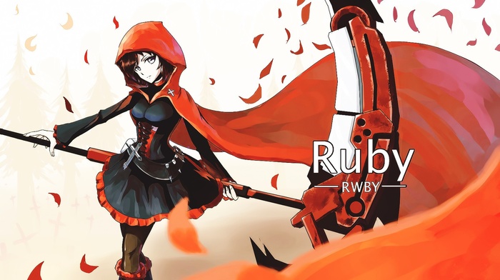 anime, RWBY, Ruby Rose character, anime girls, scythe