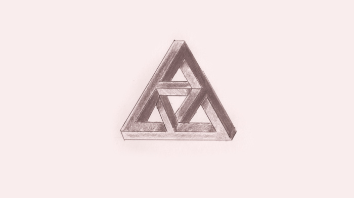 Penrose triangle, triangle, drawing, sketches
