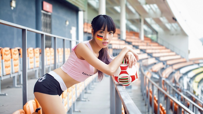 Asian, model, girl, Germany, stadium