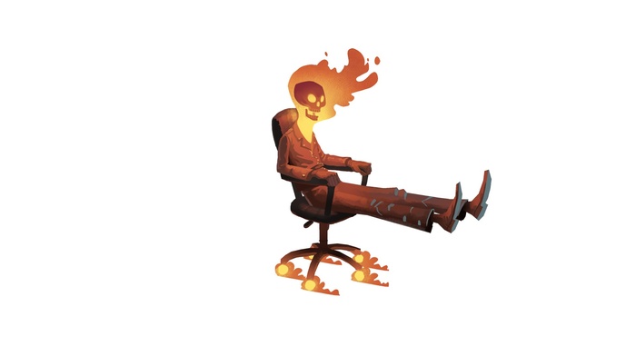 minimalism, skull, chair, Ghost Rider