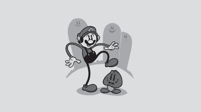 monochrome, video games, Super Mario