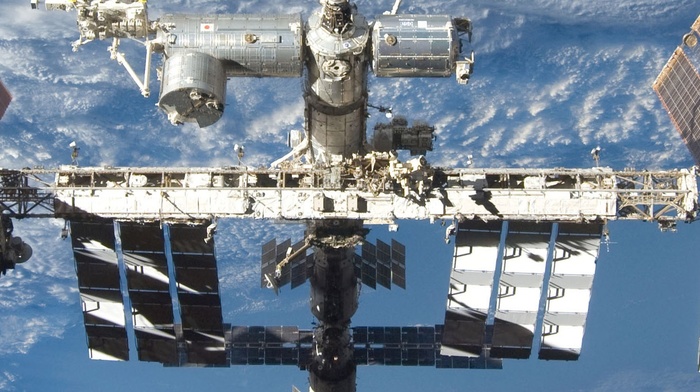International Space Station, brown, Earth, Solar System, ISS, white, blue, NASA, orbits, Orbital Stations, space