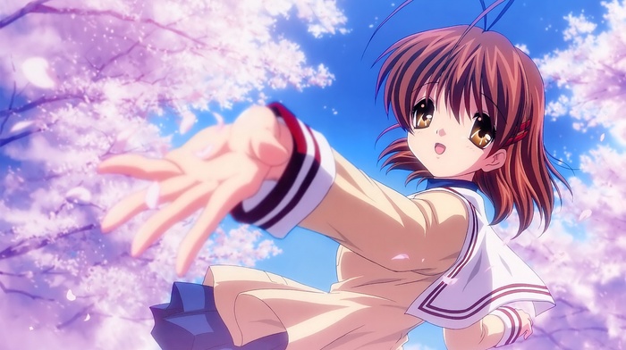 clannad, anime, anime girls, Furukawa Nagisa, cherry blossom