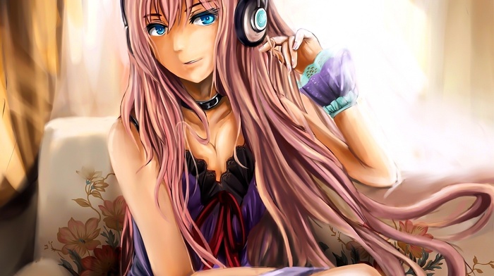 Vocaloid, Megurine Luka, anime, anime girls, headphones