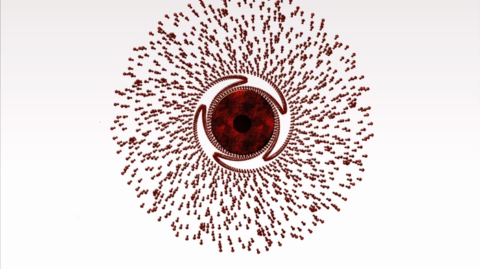 abstract, eyes, red, digital art, white