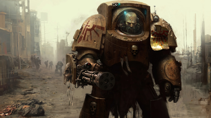 digital art, Terminator, warhammer 40, 000, space marines