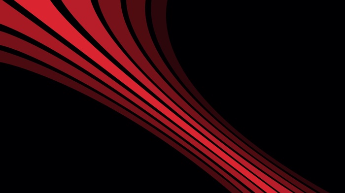 red, lines, digital art, black background, simple, minimalism
