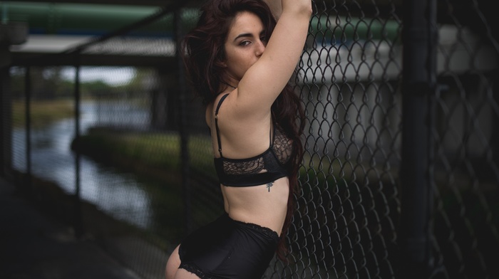 high waisted, see, through clothing, black lingerie, panties, girl, lingerie, ass, arms up, bra